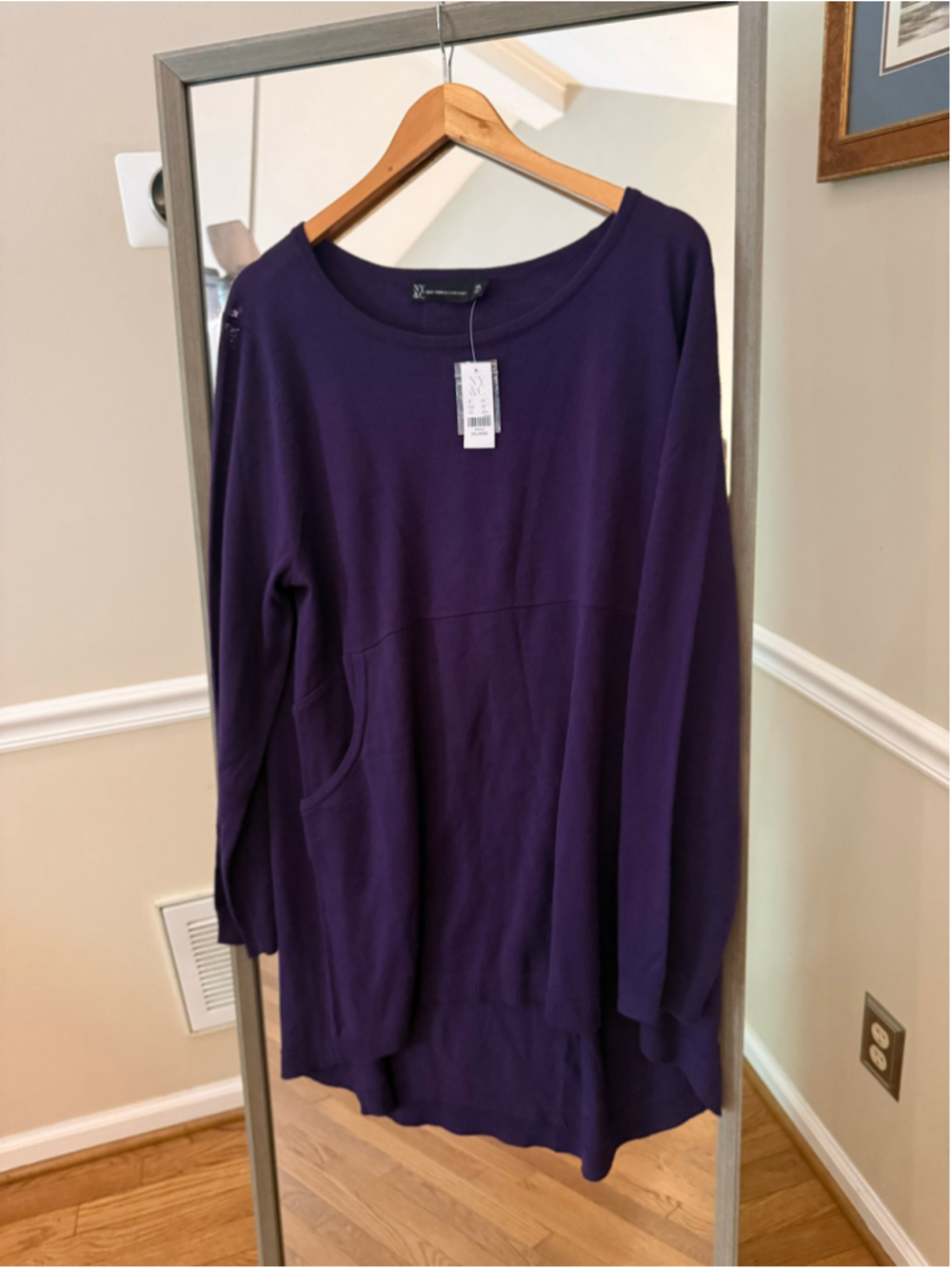Women's New York & Company Purple Crew Neck Sweater, Size XXL